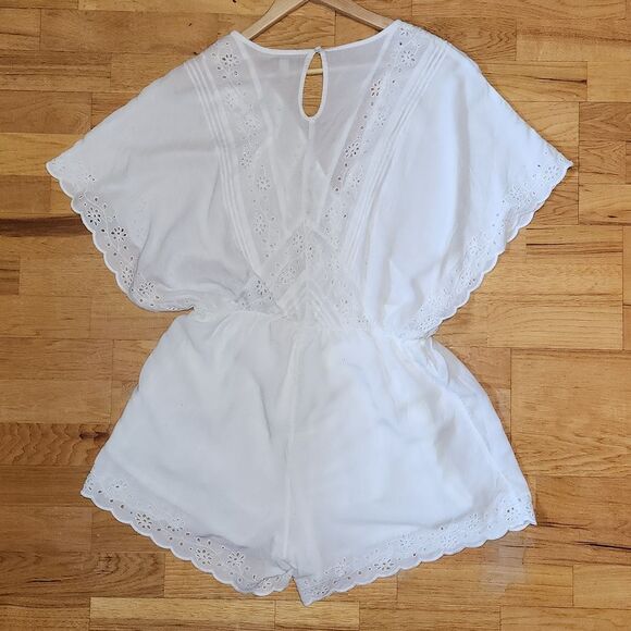 Society Amuse White Romper Women L Lace Button Closure Cover-Up - Picture 2 of 11